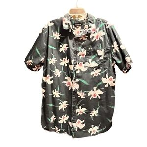 PacSun 100% cotton men’s Hawaiian shirt tropical orchid allover print pocket XL